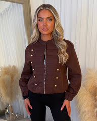 Rosie Military Style Bomber Jacket - Burgundy