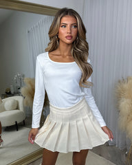 Cienna Short Pleated Skater Skirt- Cream