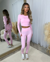 Shanice Ruched Bum Cargo Pocket Leggings- Baby Pink