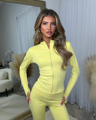 Hope Zip Jacket & Flared Trouser Gym Set - Lemon