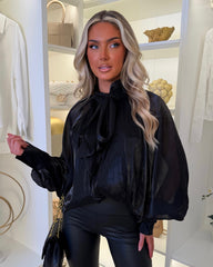 Alana Sheer Tie Back Top - Black