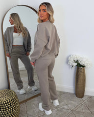 Amelia Bomber Zip Jacket & Straight Leg Joggers Set- Dove Grey
