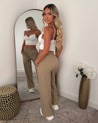 Riva High-Waist Wide Leg Trousers - Taupe