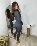 Florence Ribbed Scoop Neck Jumpsuit- Charcoal