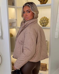 Sophia Full Faux Fur-Lined Bomber Jacket - Taupe