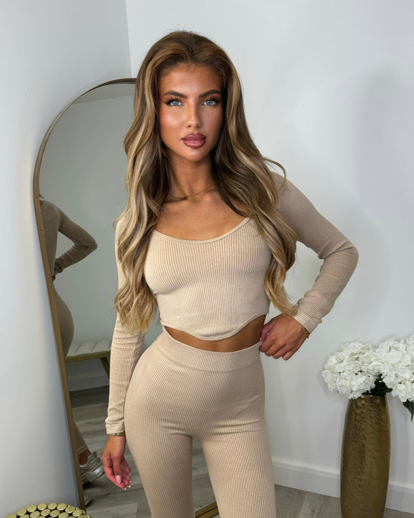 Miesha Corset Style Gym Set - Beige