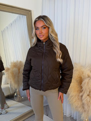 Sophia Full Faux Fur-Lined Bomber Jacket - Chocolate