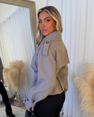 Ava Double Breasted Short Belted Trench Coat - Mocha