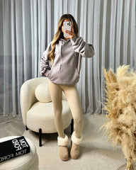 Penny Ruched Sleeve Hoodie - Dove Grey