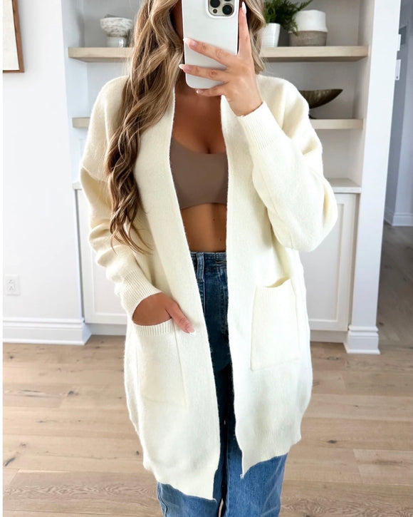 Melissa Mid Length Cardigan - Cream