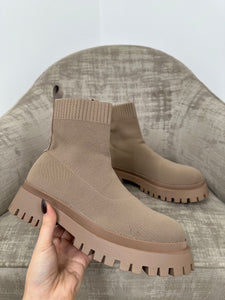 Sasha Ankle Sock Boots- Camel