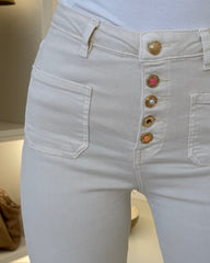 Ashley Push Up Design Straight Leg Denim Jeans - Beige