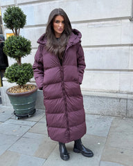 HARPER Padded Duvet Coat - Burgundy