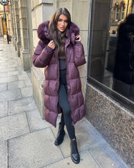 Estelle Longline Padded Faux Fur hood - Plum