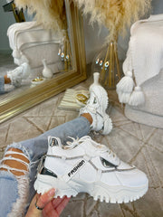 WILLOW Chunky Diamante Detail Trainer - White