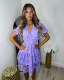 Laila Crotchet Cut-Out Midi Dress - Lilac