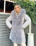 Hayley Faux Fur Belted Padded Coat - Grey