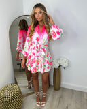 Camila Belted Floral Shirt Dress - Rose