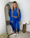 Cardi Half Zip Front Gym Wear Set - Royal Blue