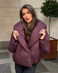 Valentina V-Neck Padded Coat - Plum