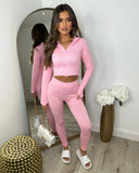 Cara Ribbed Legging and Top Set- Baby Pink