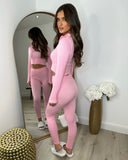 Cara Ribbed Legging and Top Set- Baby Pink