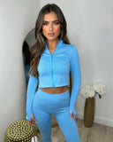 Cara Ribbed Legging and Top Set- Bright Blue