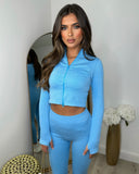 Cara Ribbed Legging and Top Set- Bright Blue