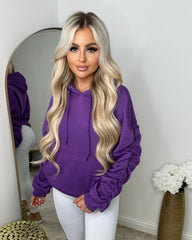 Penny Ruched Sleeve Hoodie - Purple
