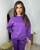 Tulip Round Neck Tracksuit Set - Purple