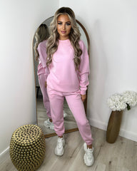 Tulip Round Neck Tracksuit Set - Baby Pink
