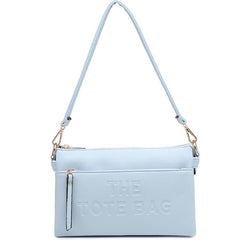 Rachael Multi Zip Double Strap 'The Tote Bag' Embossed Bag - Baby Blue