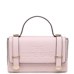 Leanne Fold Over 'The Tote Bag' Gold Detail Structured Handbag - Baby Pink