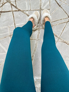 Kaci Ribbed Leggings - Bottle Green