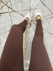 Kaci Ribbed Leggings - Chocolate