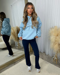 Deja High Waisted Flared Leg Gym Pants- Navy