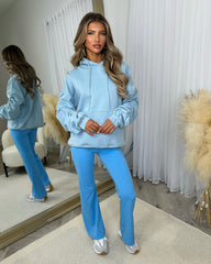 Deja High Waisted Flared Leg Gym Pants- Sky Blue