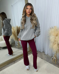 Deja High Waisted Flared Leg Gym Pants- Wine