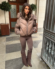 Lorna Short Style Padded Bomber Coat - Taupe