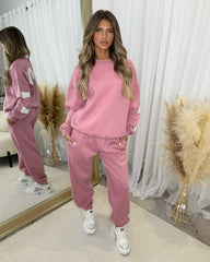 Harlow Plain Fleece Lined Cuffed Leg Joggers - Blush Pink