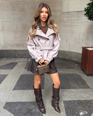 Ava Double Breasted Short Belted Trench Coat - Mocha
