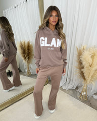 Millie 'GLAM' BOLD EMOBROIDERY Front Logo Print Hoodie - Mocha