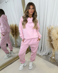 Harlow Plain Fleece Lined Cuffed Leg Joggers - Baby Pink