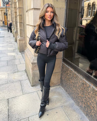 Lorna Short Style Padded Bomber Coat - Black
