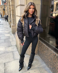 Lorna Short Style Padded Bomber Coat - Black