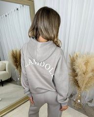 Lydia 'GLAMDOLL ORIGINAL' Front & Back Print Design Fleece Lined Hoodie - Dove Grey
