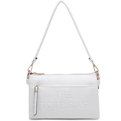Rachael Multi Zip Double Strap 'The Tote Bag' Embossed Bag - White