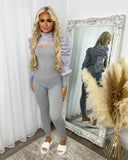 Hazel Slit Front Puff Sleeve Loungewear Set - Grey