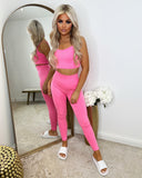 Poppy 3 Piece Patterned Design Gym Set - Bright Pink