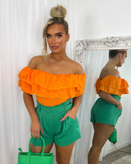 Ruth Belted High Waisted Shorts - Bottle Green